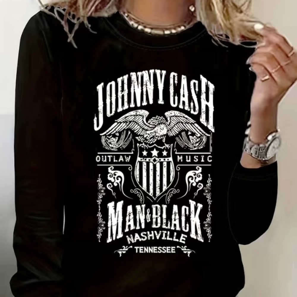 NIP Johnny Cash Graphic Print Crew Neck T-shirt Size XXL (14)